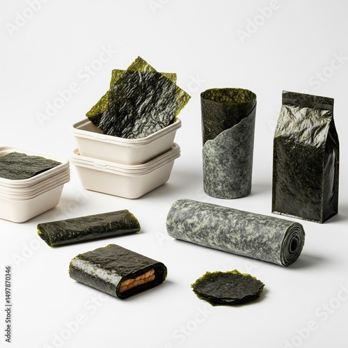 Biodegradable Seaweed Food Packaging Eco-Friendly Design on White