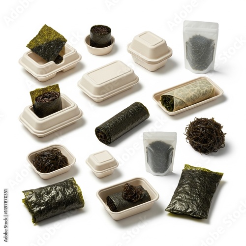 Biodegradable Seaweed Food Packaging Eco-Friendly Design on White