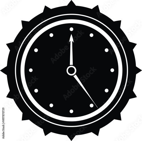 Black and white clock design time management punctuality