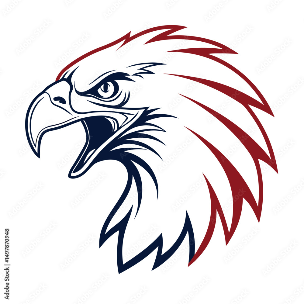 Obraz premium Eagle Head Silhouette Logo Illustration. Eagle Head vector art illustration. black eagle logo , icon design.