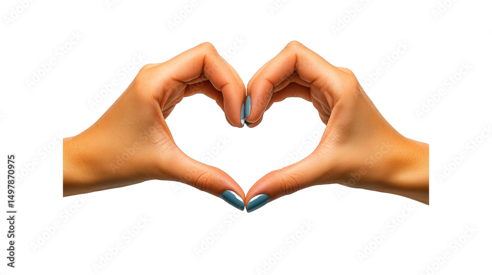 Fototapeta premium Heart symbol made with hands on transparent background for creative use