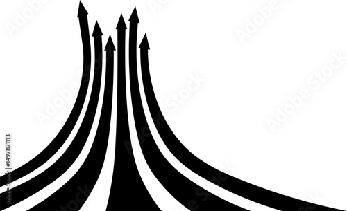 Abstract perspective line stripes arrow in black with 3d dimensional effect
