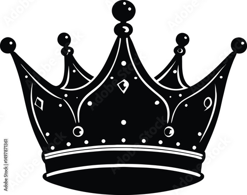 Black and white regal crown design royal majesty