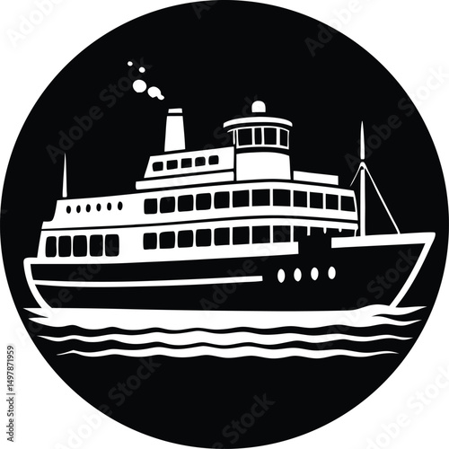 Ferry boat vessel water transportation travel cruise ship icon