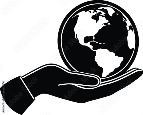 Hand holding earth globe global responsibility care