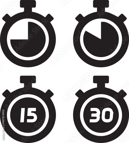Time Tracking: A visual representation of time with stopwatches, emphasizing efficiency, and deadlines, perfect for illustrating concepts of time management and productivity.