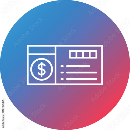 Cheque Line Gradient Circle Background Icon