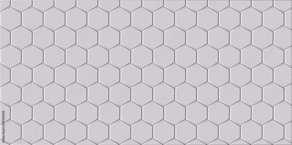 Fototapeta premium Abstract seamless hexagonal honeycomb pattern vector illustration with metallic grey texture