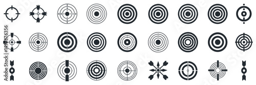 Target and aim icon set with crosshair, bullseye, and focus symbols

