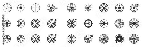 Target and aim icon set with crosshair, bullseye, and focus symbols

