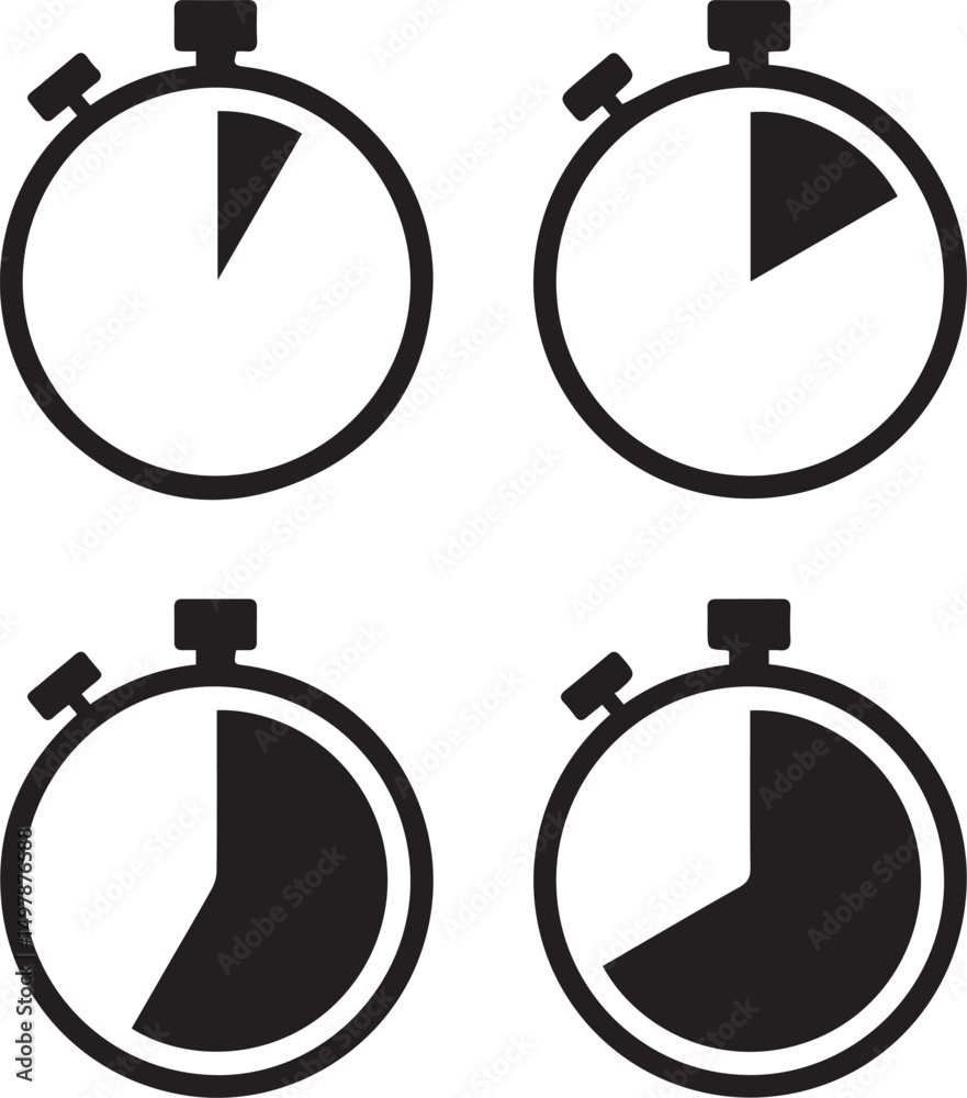 Timing Is Everything: A minimalist graphic of four stopwatches, each displaying a different segment of time elapsed, a visual representation of time management and progress. Timing Is Everything: A minimalist graphic of four stopwatches, each displaying a different segment of time elapsed, a visual representation of time management and progress.