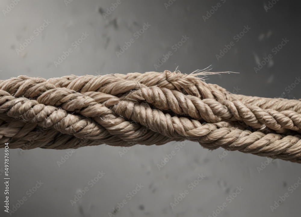 Fototapeta premium Thin rope, severely abraded, fibers separating, object, resilience