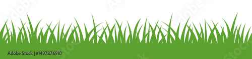 Geen grass seamless border. A natural summer lawn pattern, field, meadow. Design element for a project, website, app, presentation, banner, background. Vector illustration.