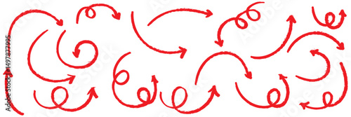 Hand drawn curved and straight arrow set. Black grunge sketch arrow collection. Doodle sketched pointers and direction lines.  eps 10 