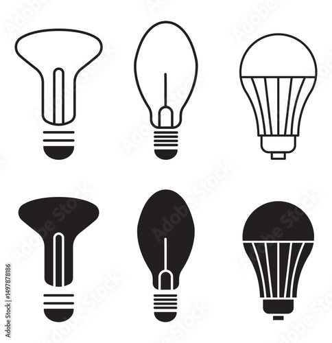 Light bulb icon set. Idea icon. Lamp concept. Light bulb, isolated in modern outline  design.  eps 10 