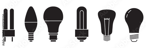 bulb icon set in editable stroke with black color  idea generation, light bulb symbol, lamp icon vector art illustration isolated on whit background . 