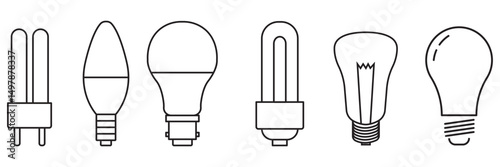 A set of light bulb icon . featuring different types of light bulbs and illuminating symbols  . eps 10 