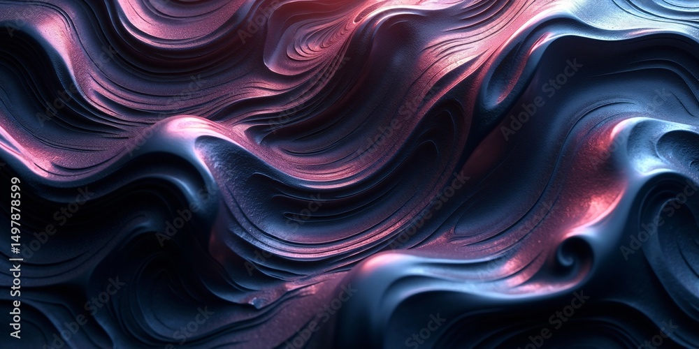 Obraz premium Tech-inspired abstract background 3D mesh metallic lines forming digital waves 