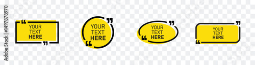 quotes box frame collection,quotes text in speech bubble,Templates of texting black line quote frames for definition,Empty speech bubble,Blank quote boxes for text. Vector illustration