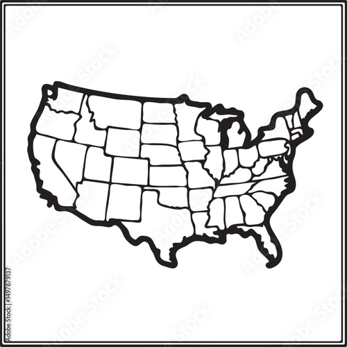  Minimal United States Border Line Drawing