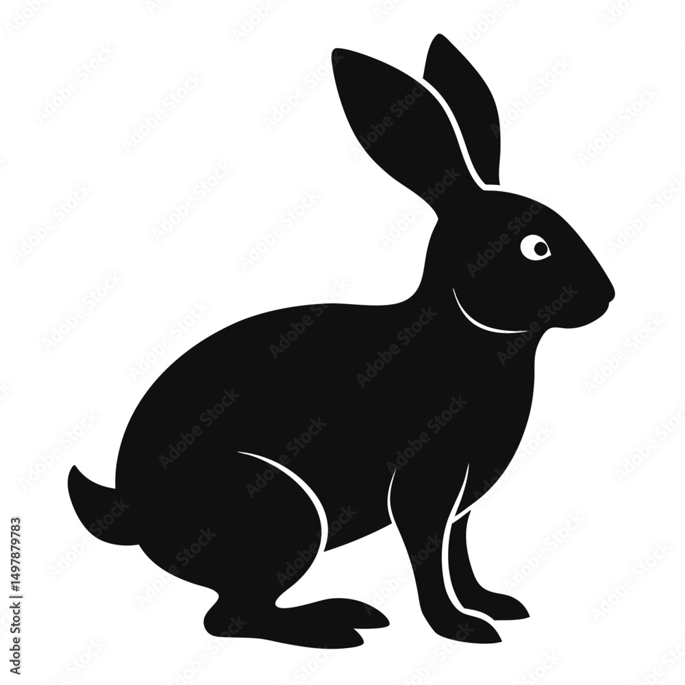 Obraz premium silhouette rabbit on white background