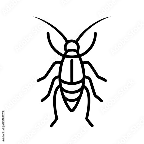 Simple line art cockroach illustration icon
