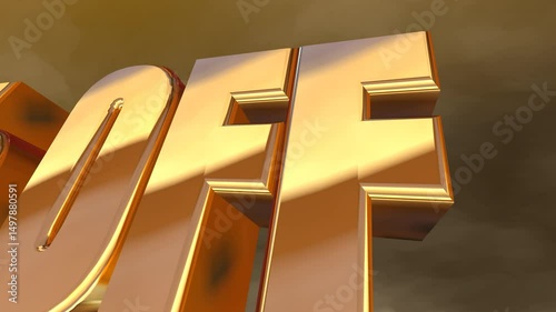 Super sale offer, 70% discount, 3d gold text and numbers animation.