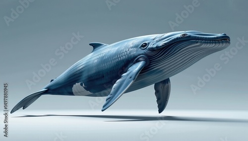 Wallpaper Mural Majestic Blue Whale Swimming Gracefully in Ocean Environment with Soft Lighting and Detailed Texture Torontodigital.ca