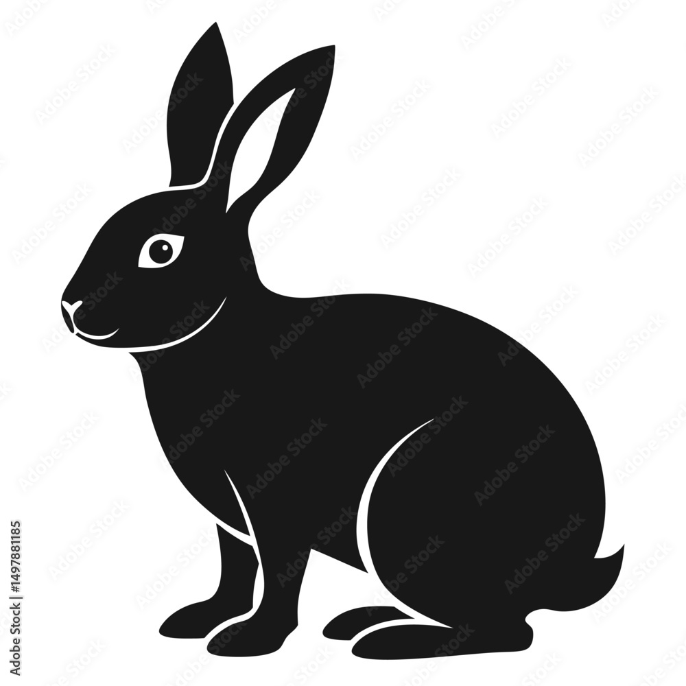 Fototapeta premium silhouette rabbit on white background