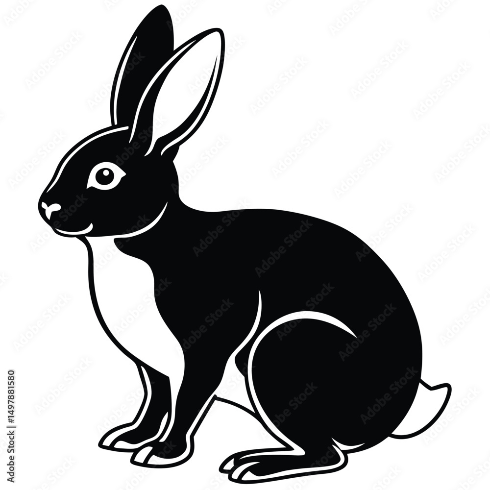 Obraz premium silhouette rabbit on white background