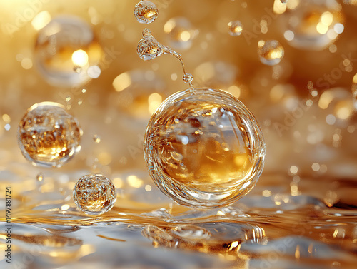 Golden Bubbles on Liquid Surface