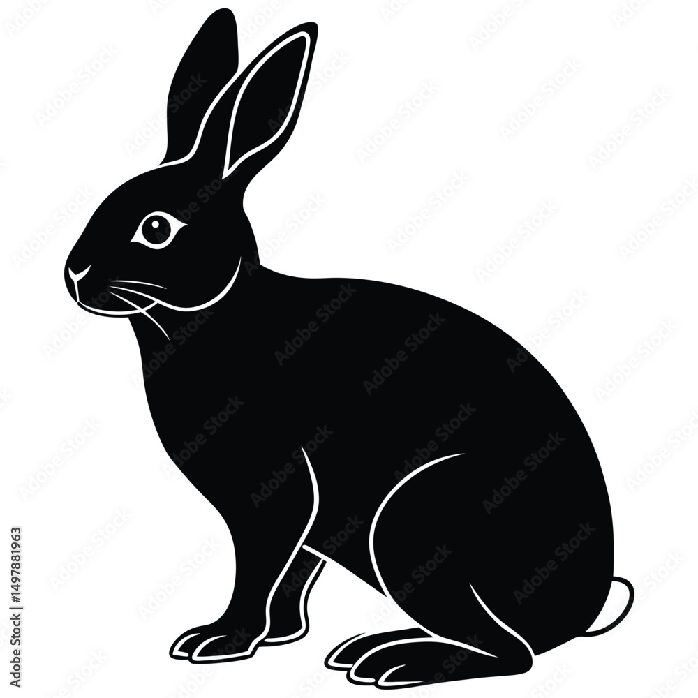 Obraz premium silhouette rabbit on white background