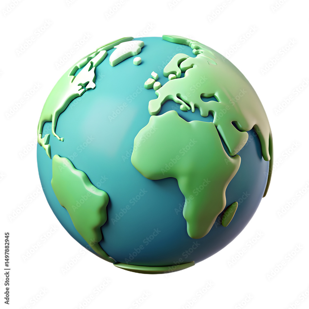 Naklejka premium Illustration of earth globe continents isolated on transparent background