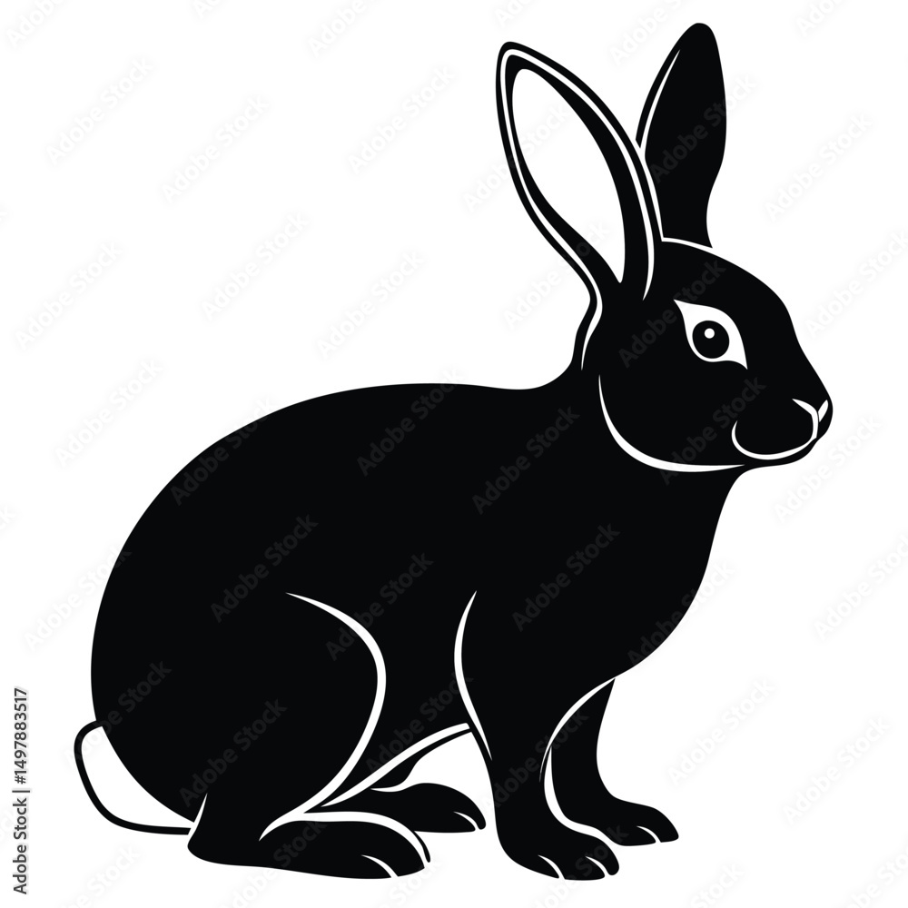 Fototapeta premium silhouette rabbit on white background