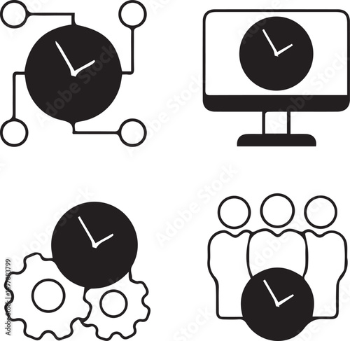 Time Management Concept: This image encapsulates the essence of time management and coordination. It visually represents scheduling, deadlines, teamwork, and productivity.