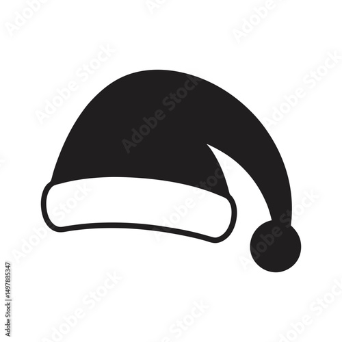 christmas santa claus hat icon vector art silhouette