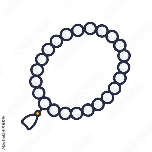 Prayer beads icon in flat style on white background