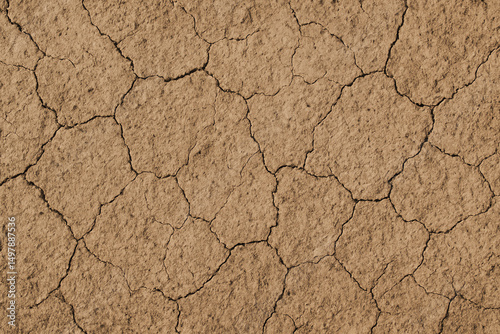 Obraz na płótnie A close-up view of parched, cracked soil surface, highlighting the effects of drought and climate change. The dry texture showcases nature's beauty even in challenging conditions. w salonie