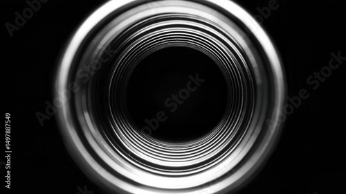 Abstract View of a Metallic Pipe Opening with Circular Patterns