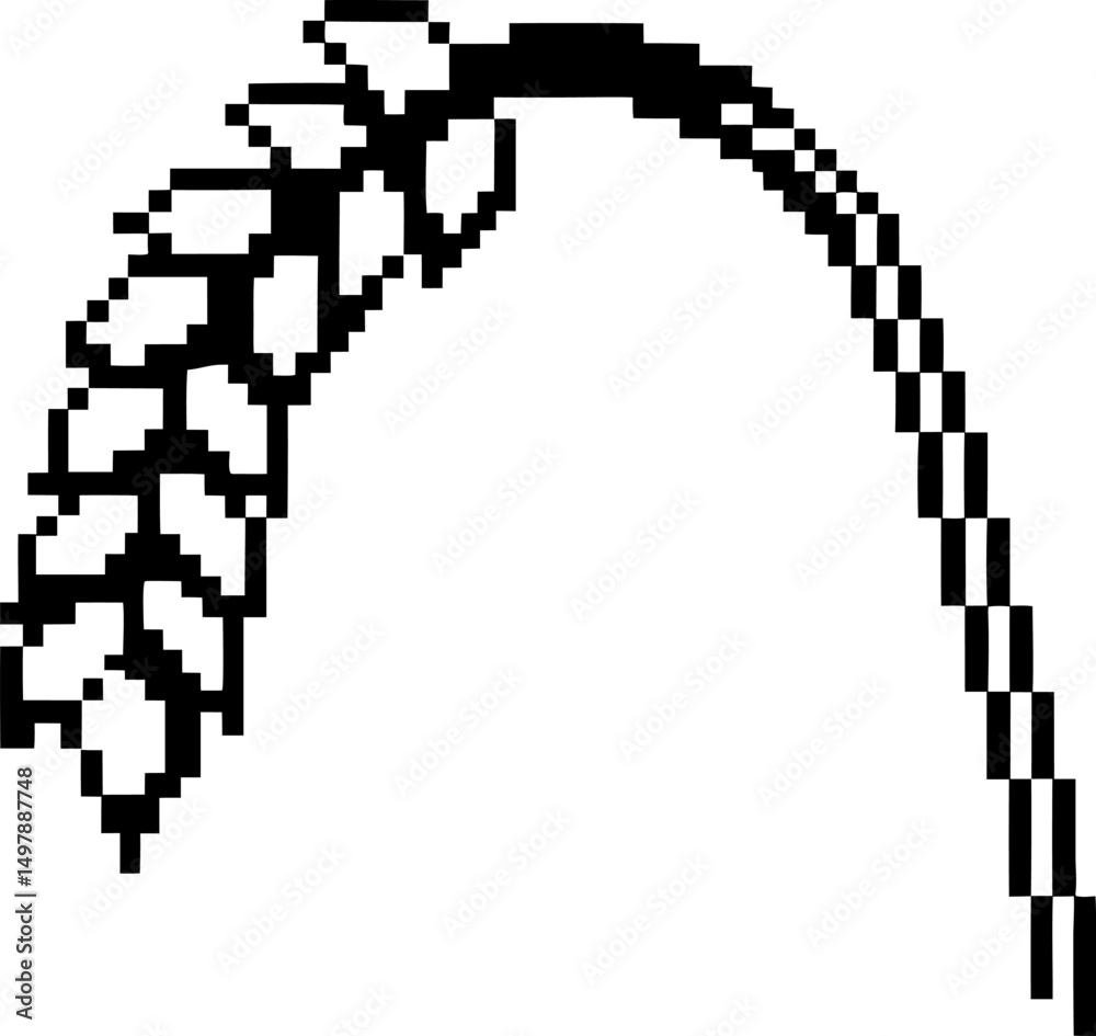 Obraz premium Pixel art wheat illustration black and white grain stalk, vintage digital
