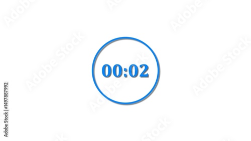 2 Seconds countdown Royal blue color 4k illustration. 2 seconds timer icon 4k illustration on white background.