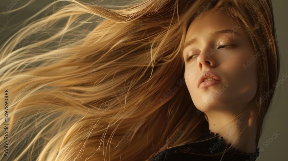 Fototapeta premium Girl with healthy shining blond hairs.