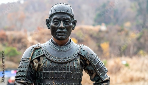 Ancient Chinese Warrior in Bronze Armor from Qijia Culture photo