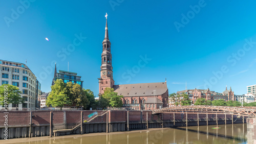 Hyperlapse of Hauptkirche St. Katharinen or St. Catherine's Church in Hamburg, Germany.