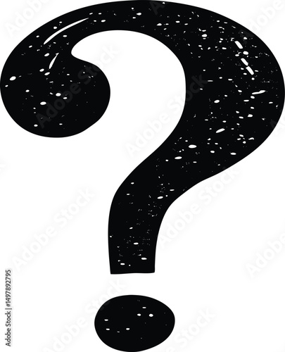 Black distressed question mark graphic design element
