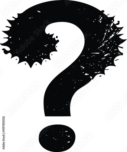Distressed black question mark graphic design element