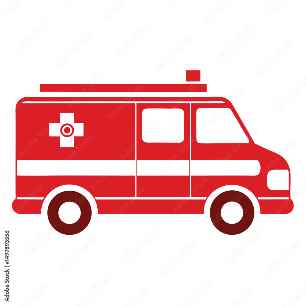 Fototapeta premium silhouette ambulance on white background