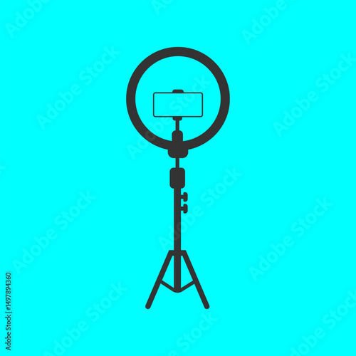 Smartphone ring light tripod stand isolated on transparent background