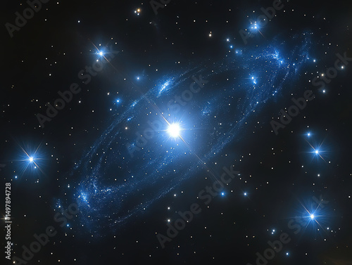 Deep Space Starry Sky with Shining Stars and Galaxy