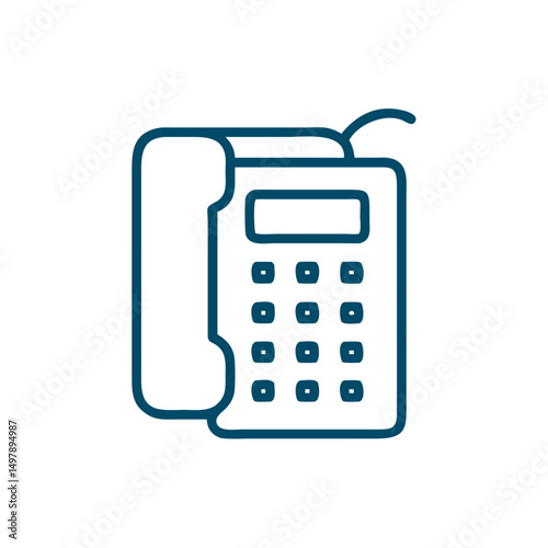 Desk Phone Icon: Representing Communication, Contact, and Telephony; Symbol of Business and Connection

